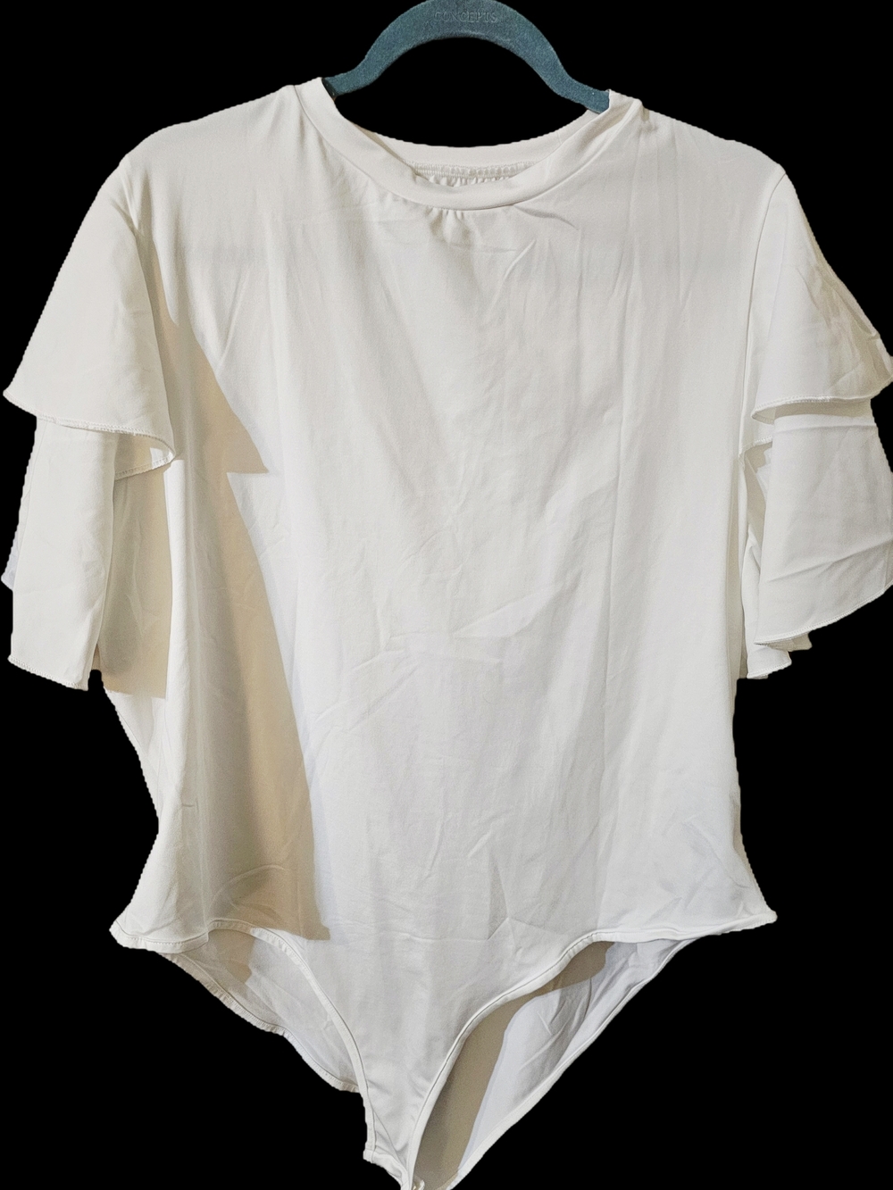 SHEIN White Ruffle Sleeve Bodysuit